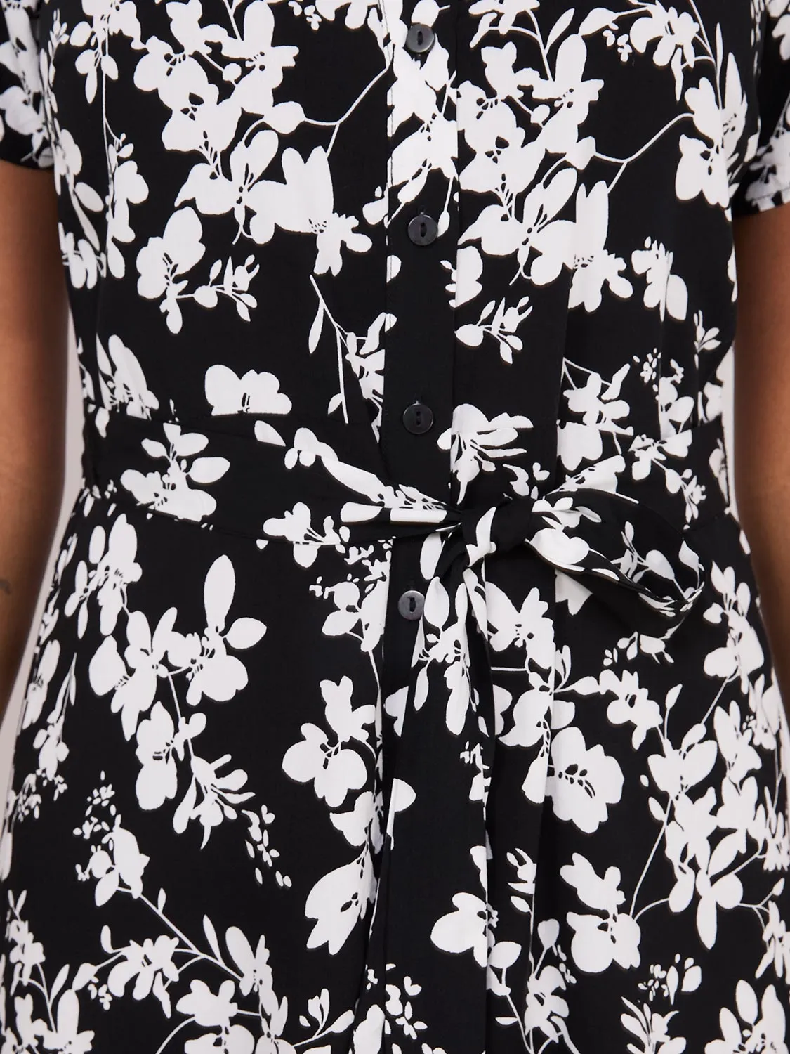 Floral Print Button-Front Midi Shirtdress