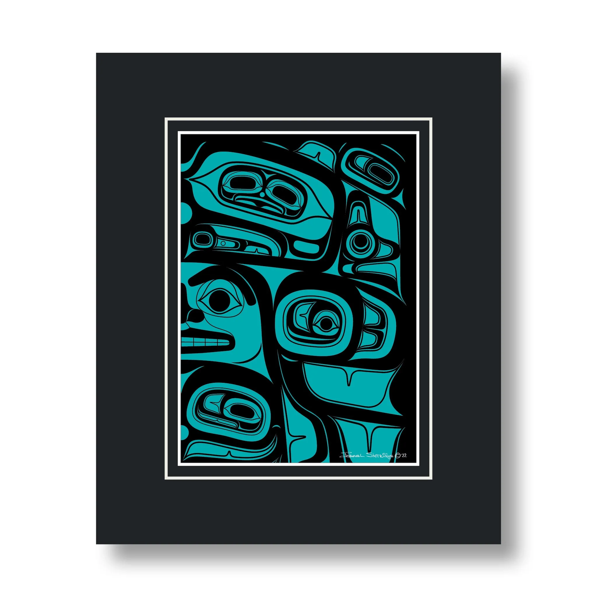 Formline #3 - Black & Teal - Formline Art Cards