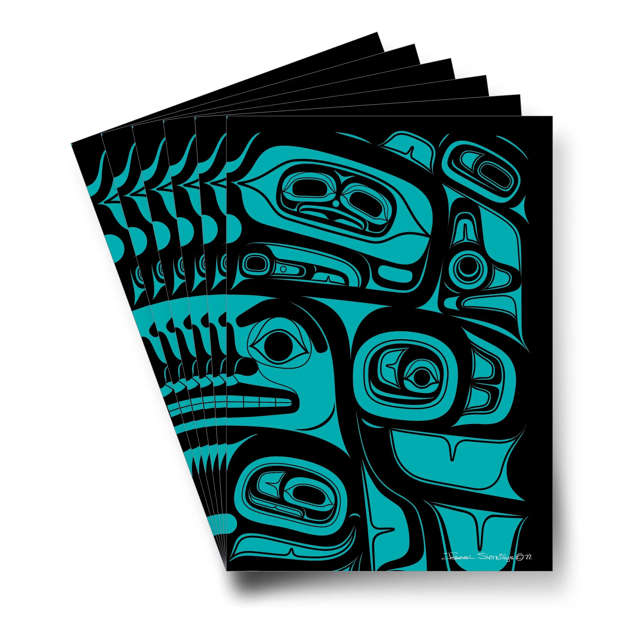 Formline #3 - Black & Teal - Formline Art Cards