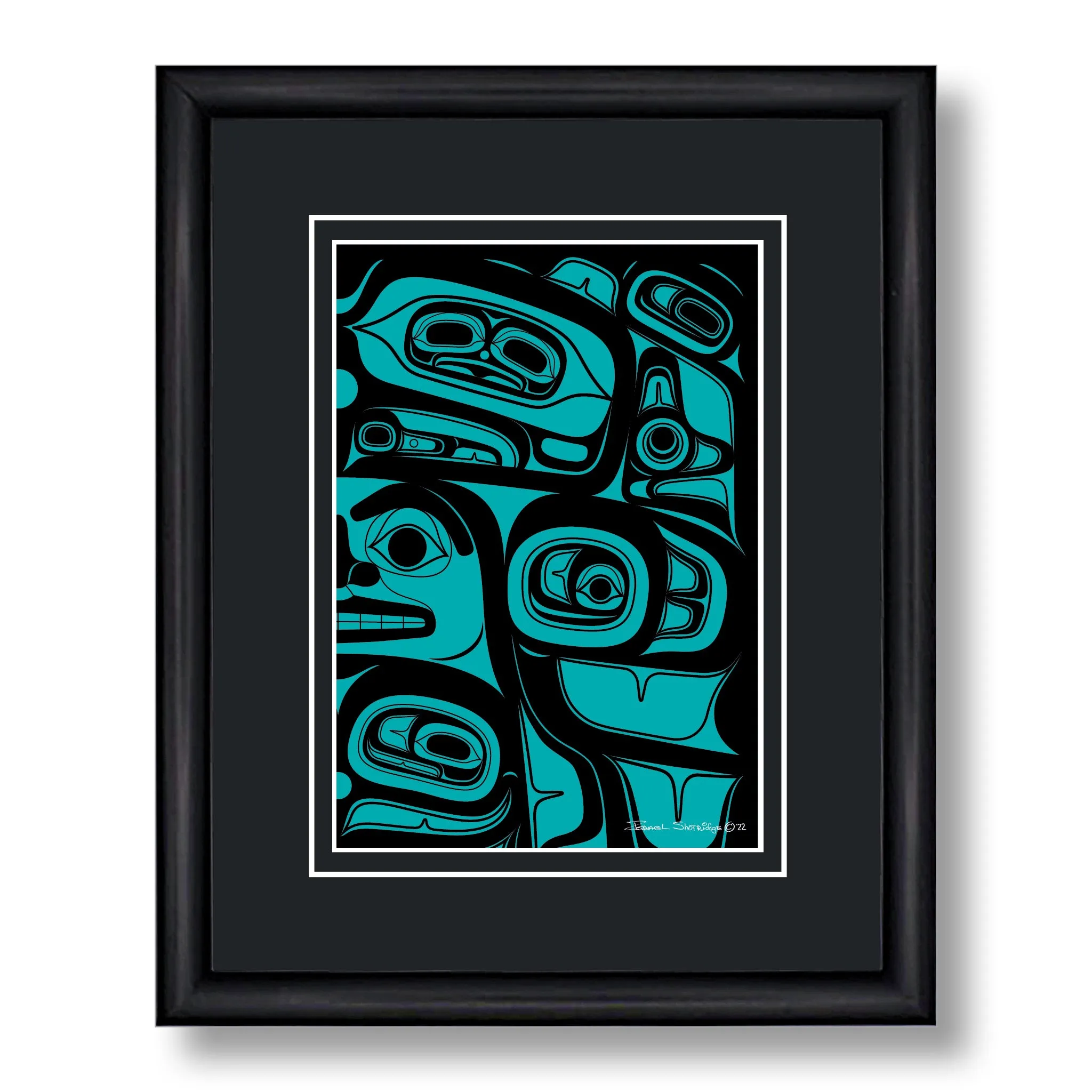 Formline #3 - Black & Teal - Formline Art Cards