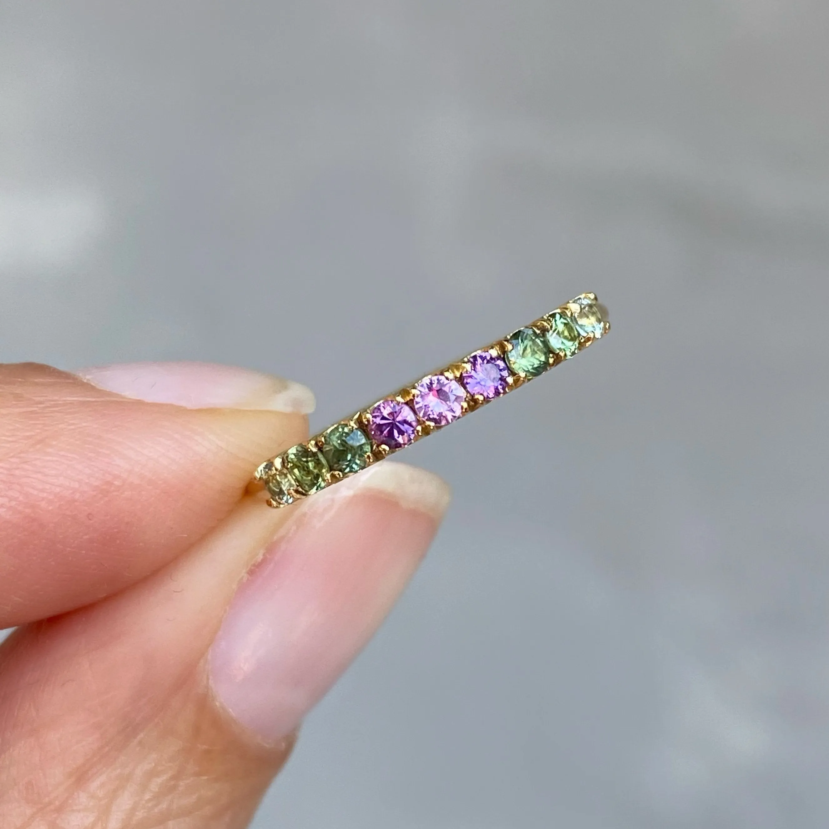 French Lavender Double Linea Ombré Sapphire Bar Ring