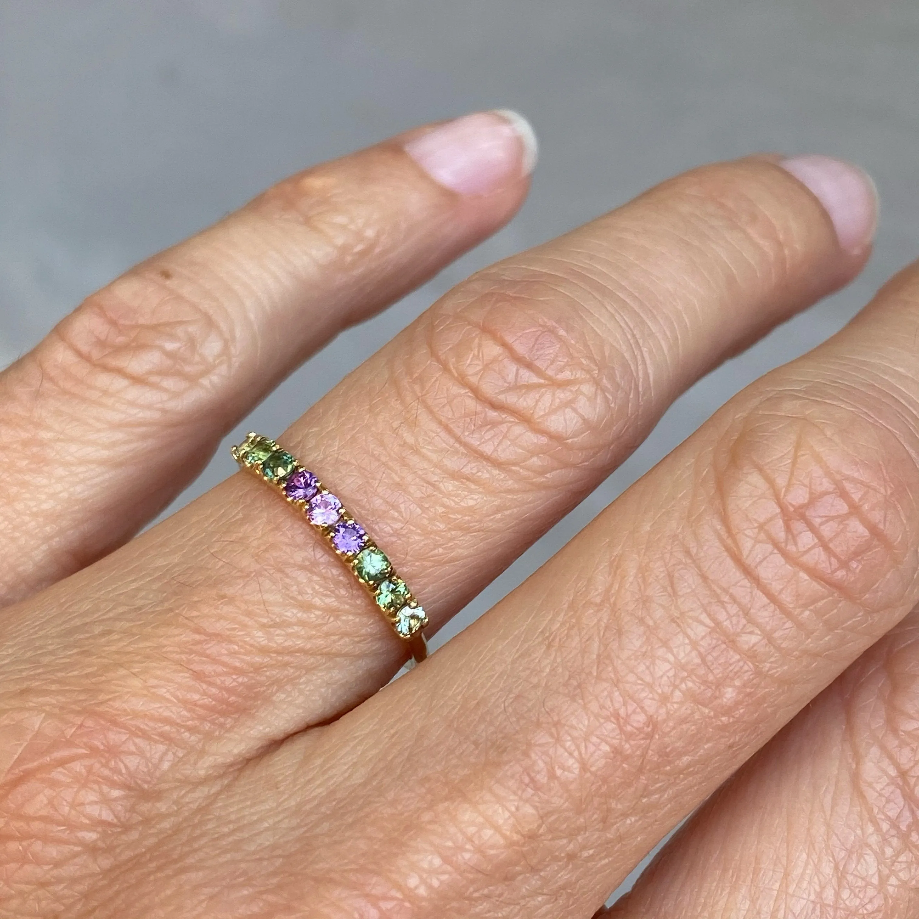 French Lavender Double Linea Ombré Sapphire Bar Ring