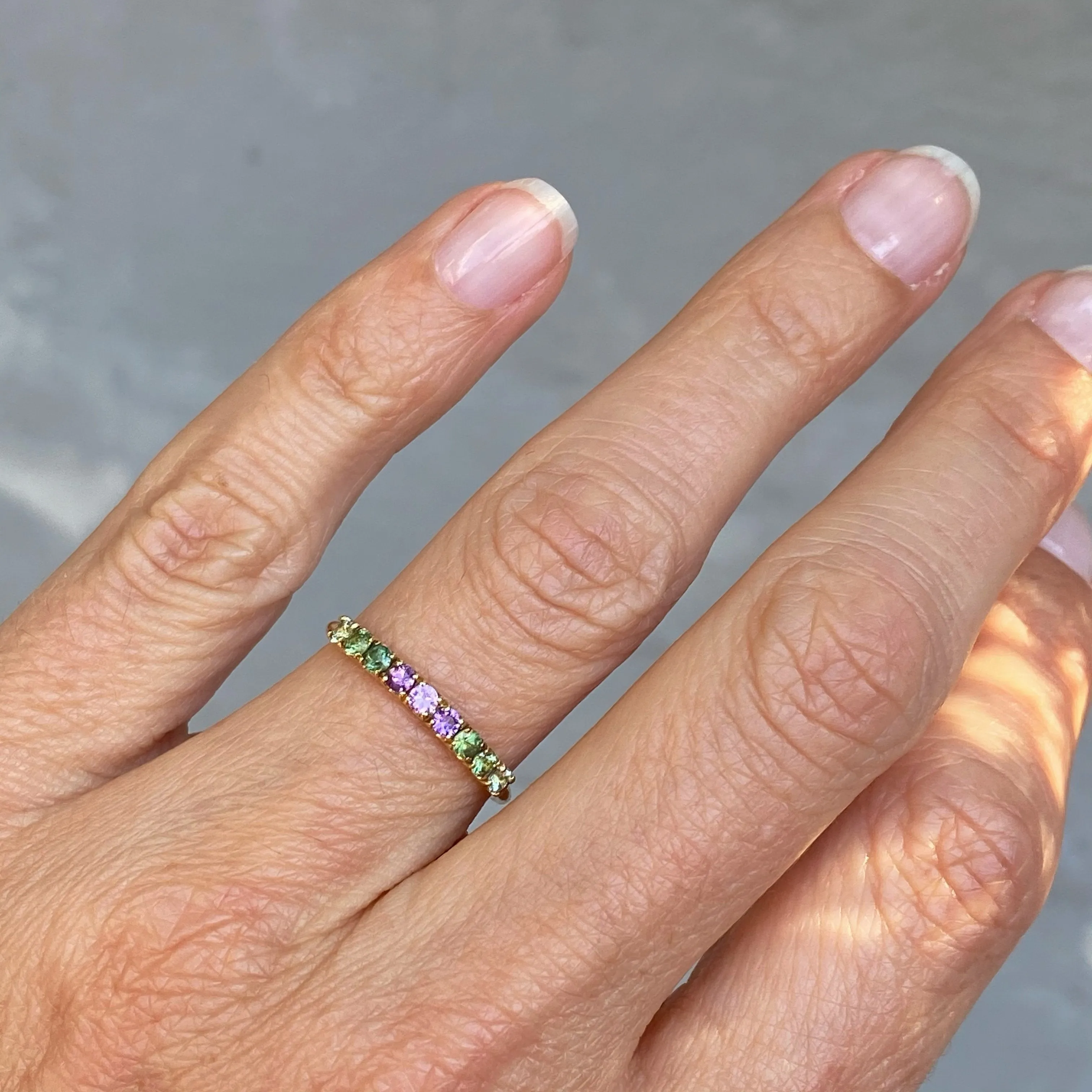 French Lavender Double Linea Ombré Sapphire Bar Ring