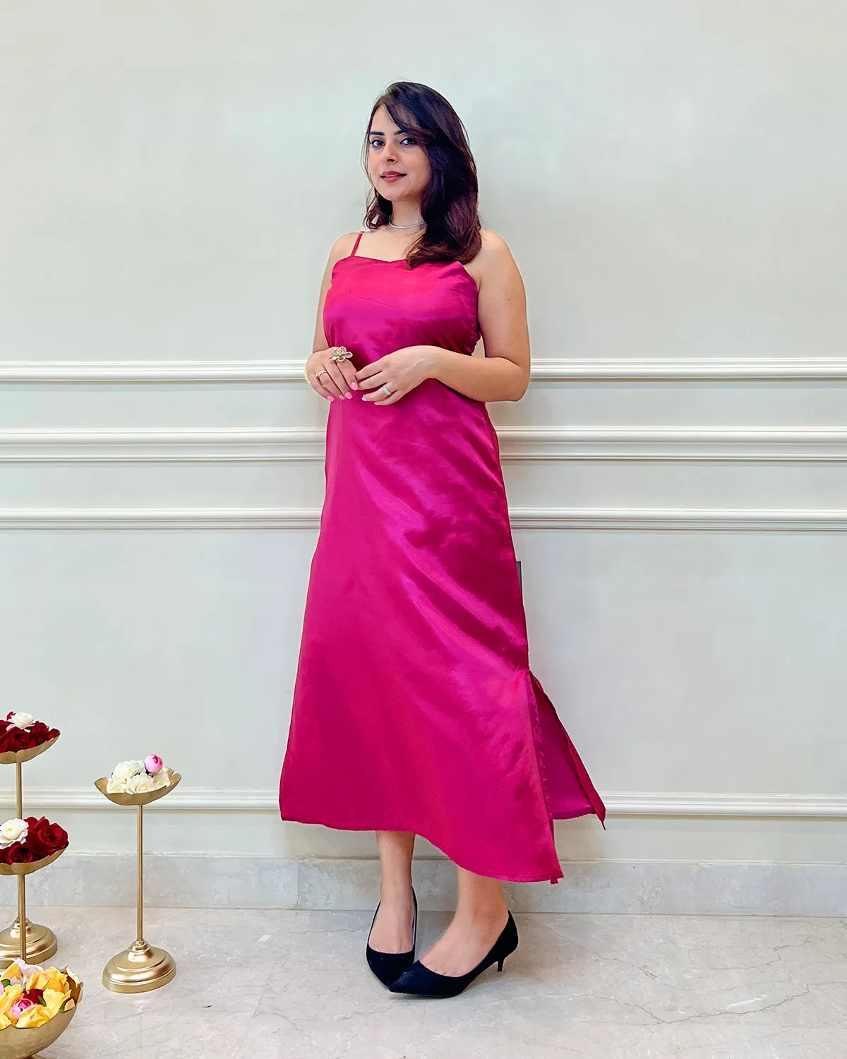 Fuchsia Long Sheath Dress