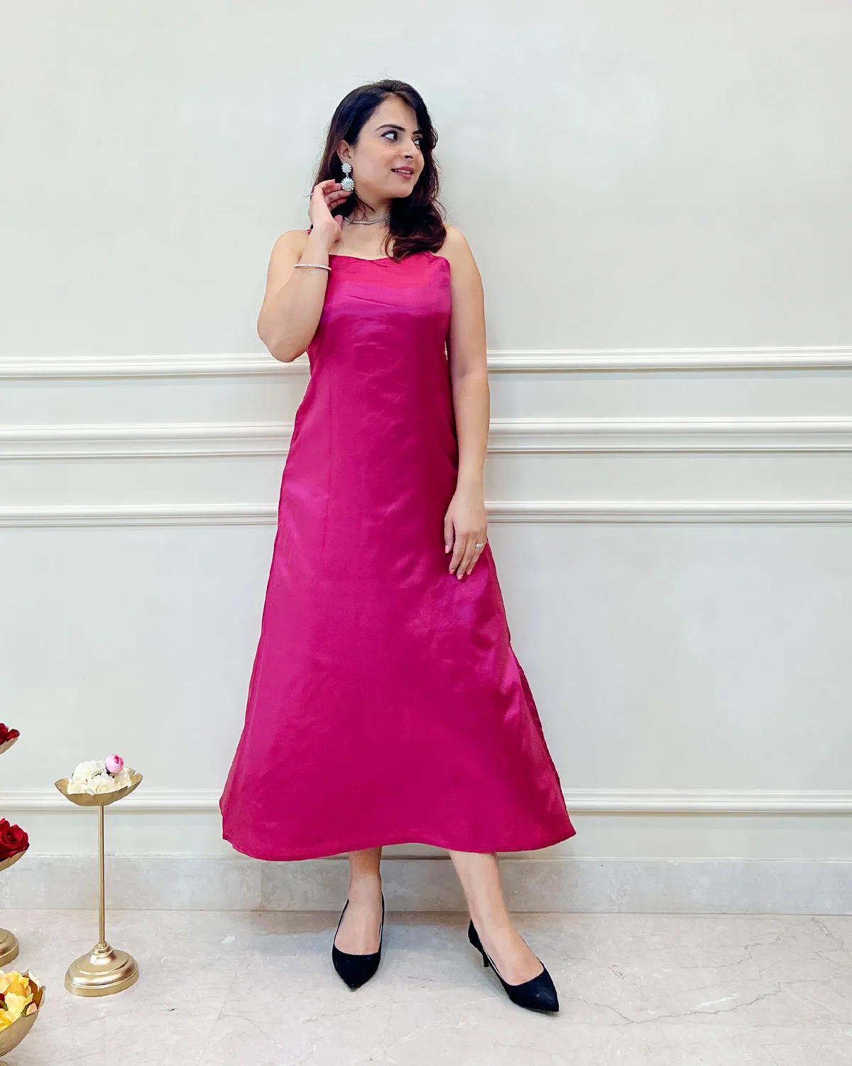 Fuchsia Long Sheath Dress