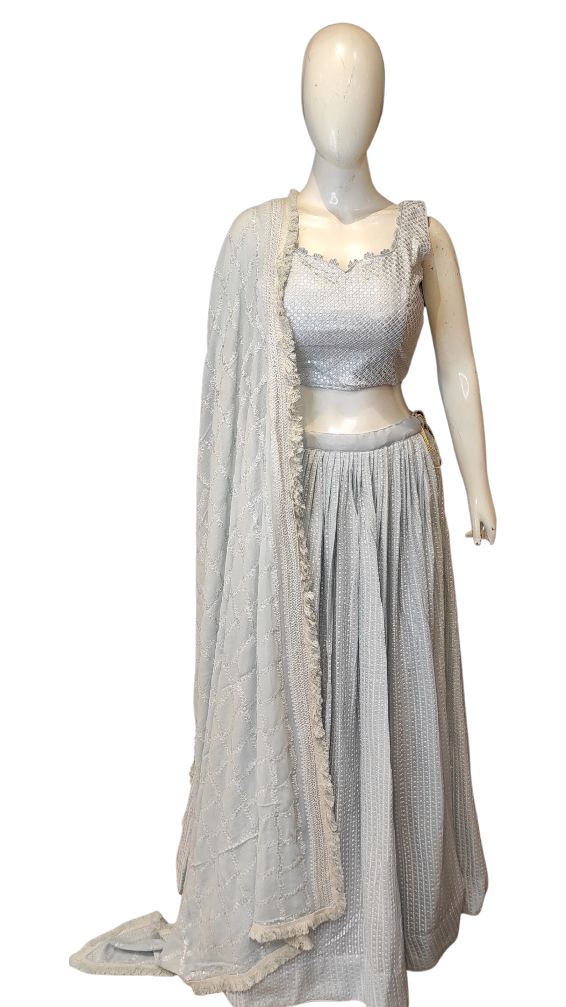 Georgette Lehenga Choli with Chikankari Work and Net Dupatta