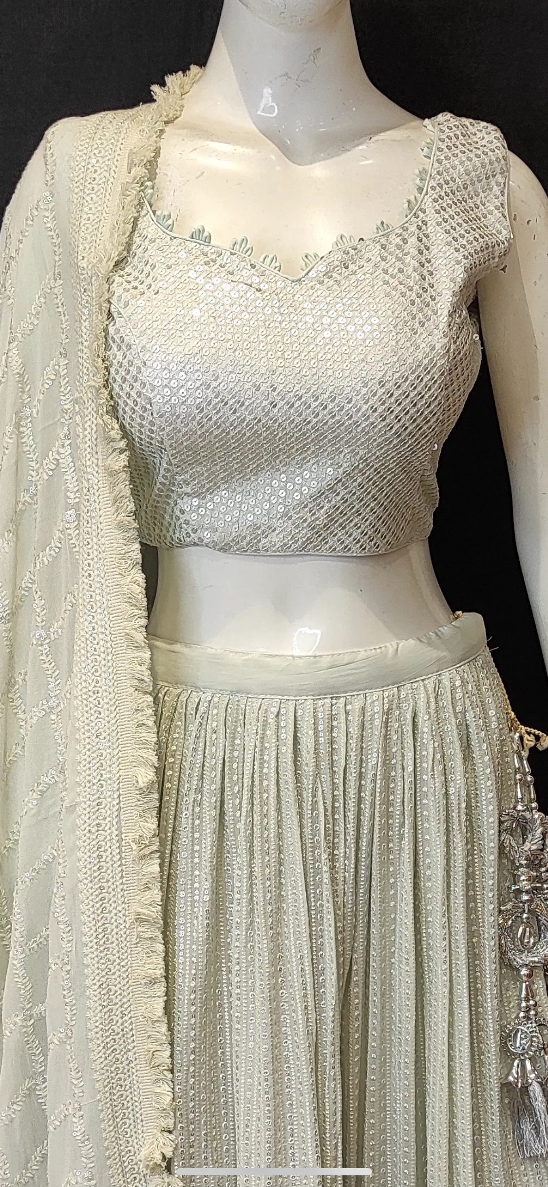 Georgette Lehenga Choli with Chikankari Work and Net Dupatta