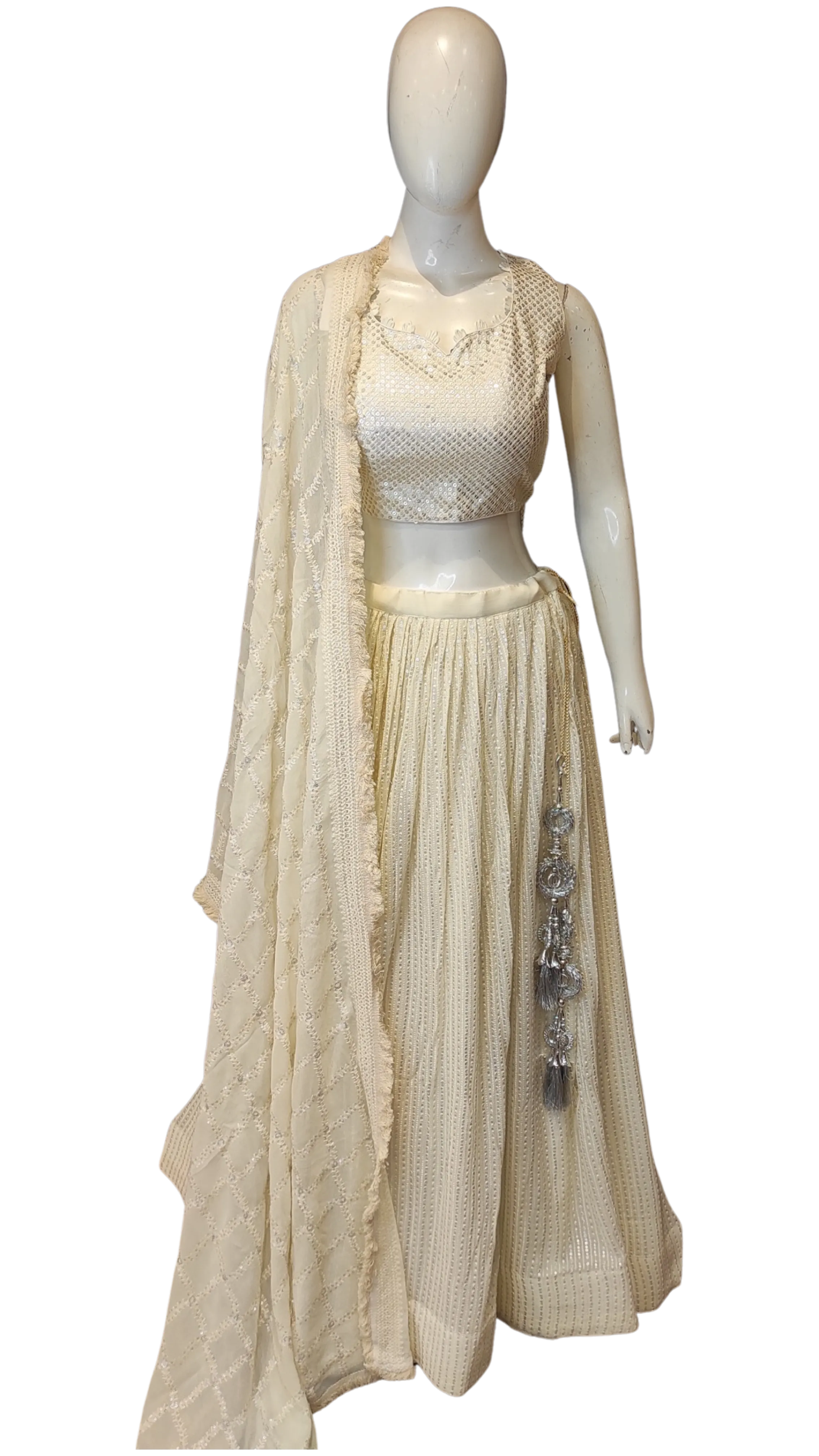 Georgette Lehenga Choli with Chikankari Work and Net Dupatta