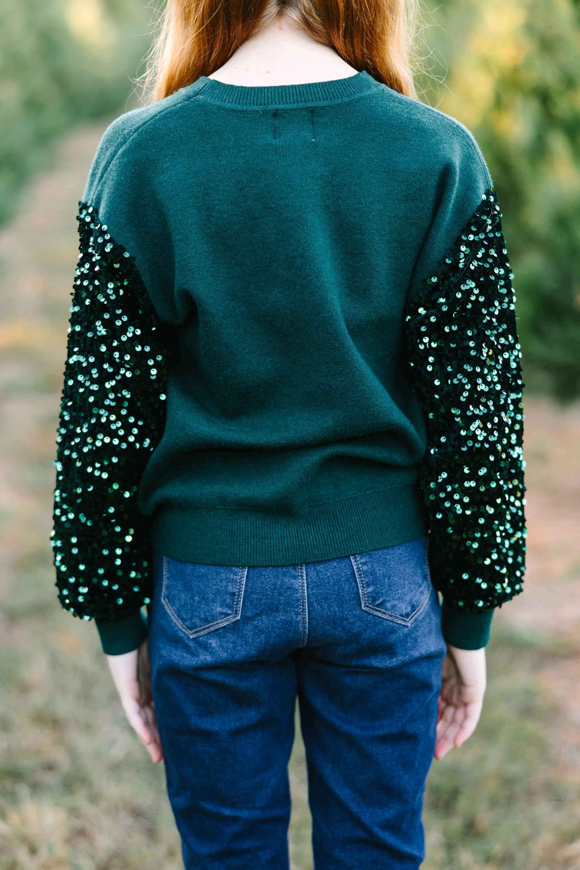 Girls: Don't Think Twice Emerald Green Sequin Sweater