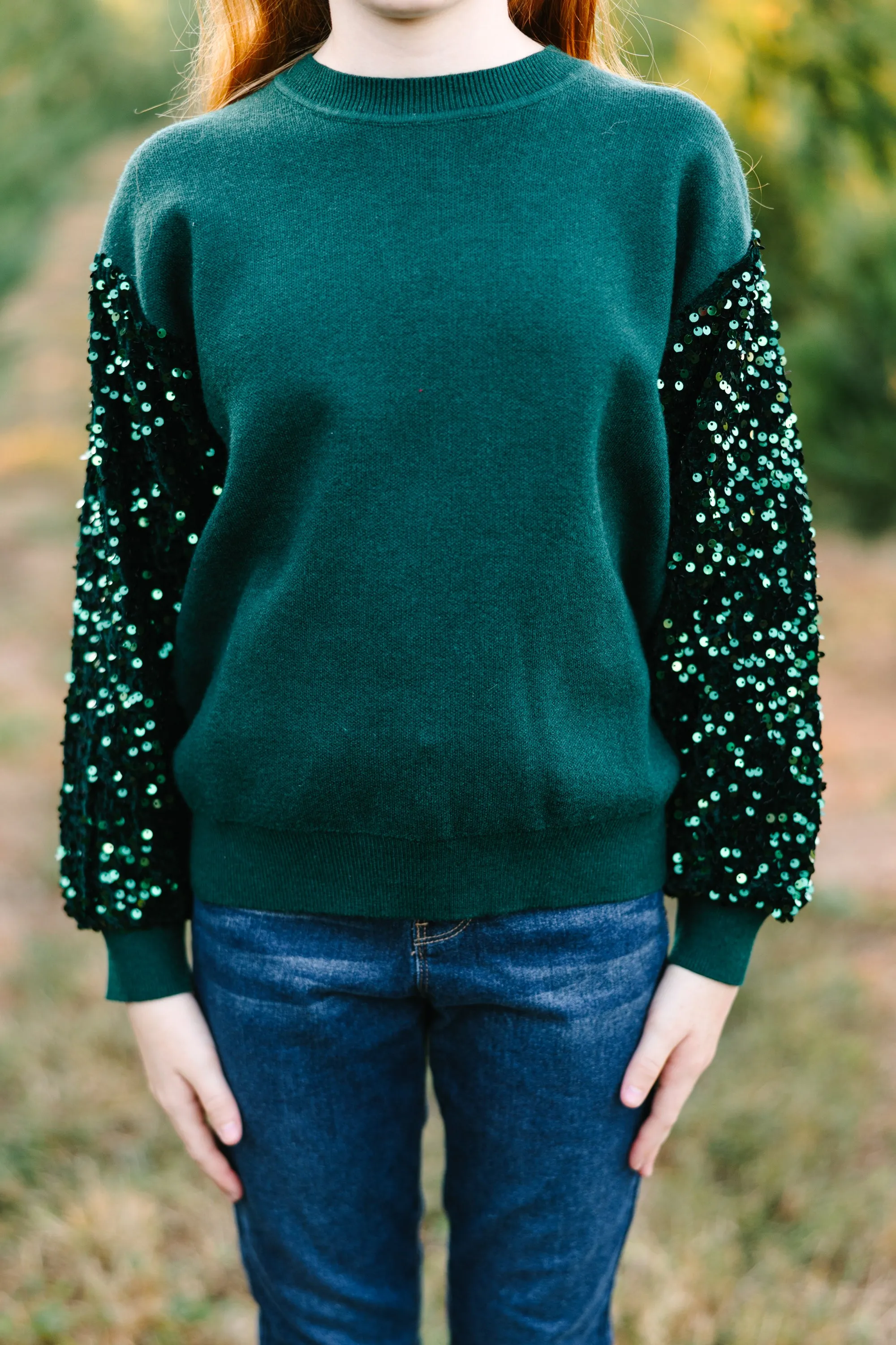 Girls: Don't Think Twice Emerald Green Sequin Sweater