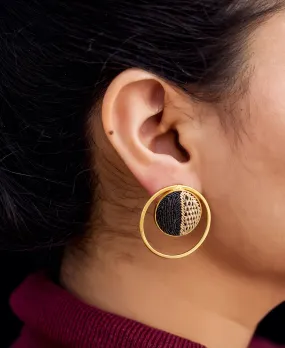 Gold and Black Hand Crafted Round Earring