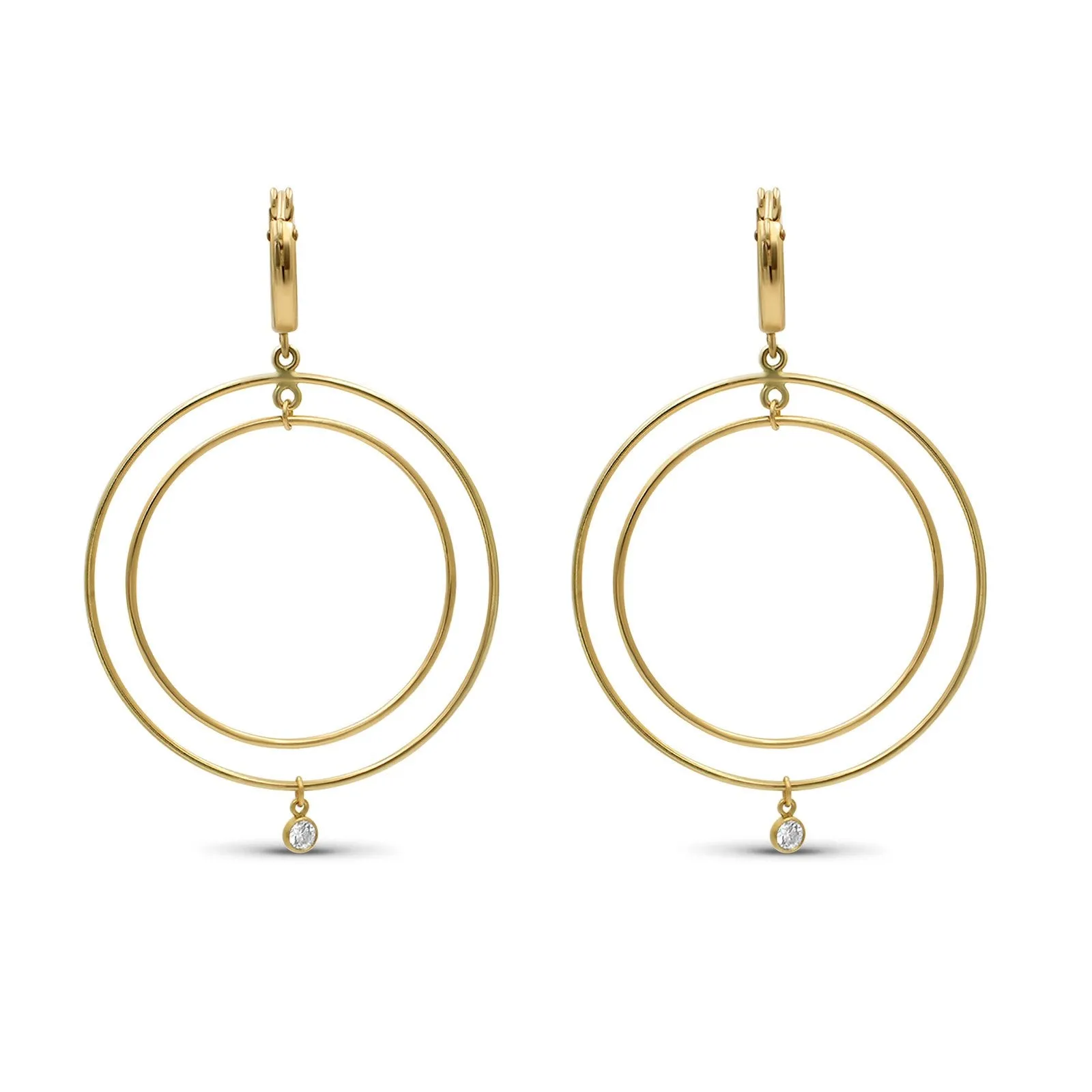 Gold Filled - Double Hoop Huggie Earrings