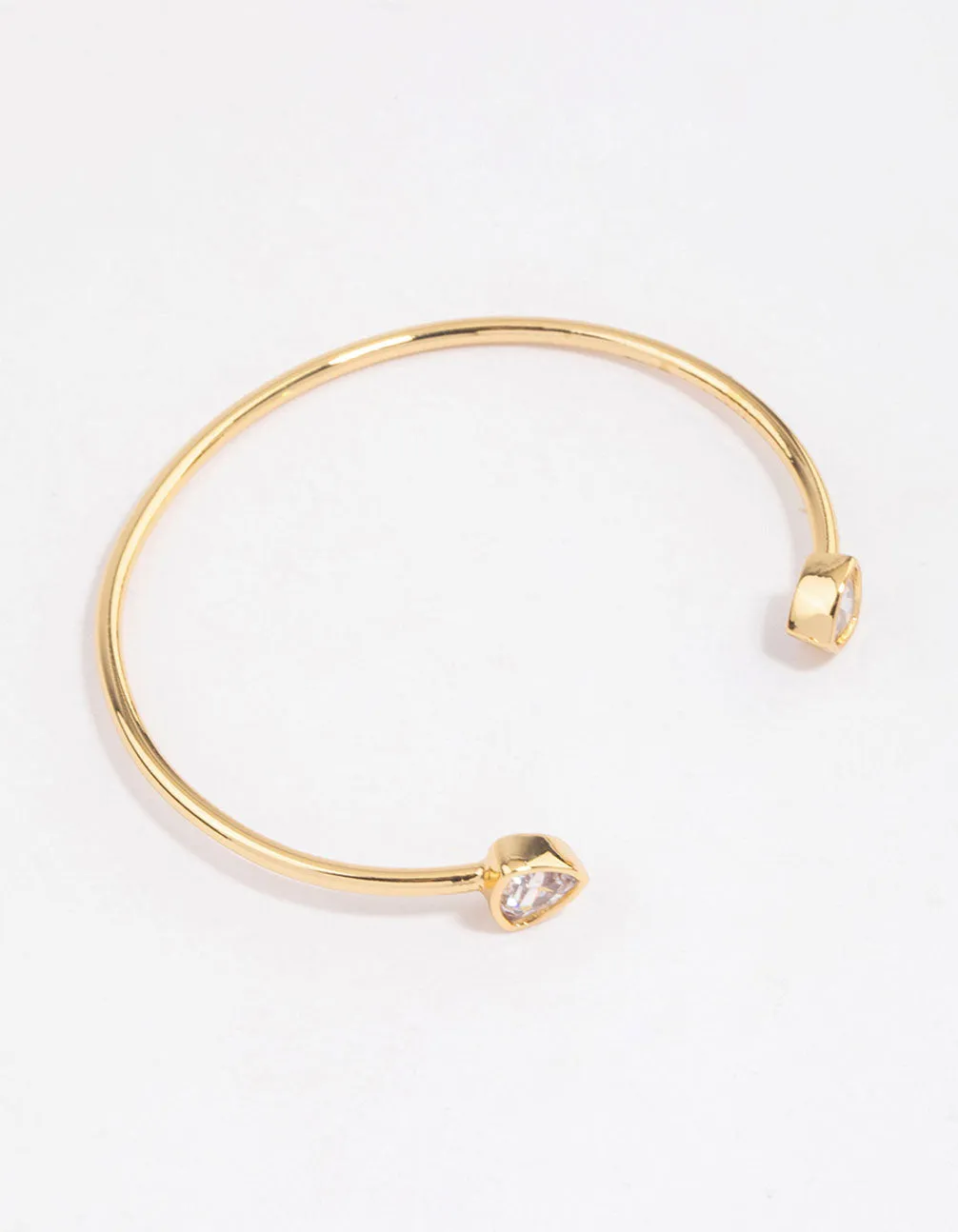 Gold Plated Triangle Cubic Zirconia Open Cuff