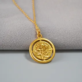 Gold Rose Coin Pendant