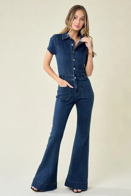 Good on You Flare Jumpsuit - Dark Wash