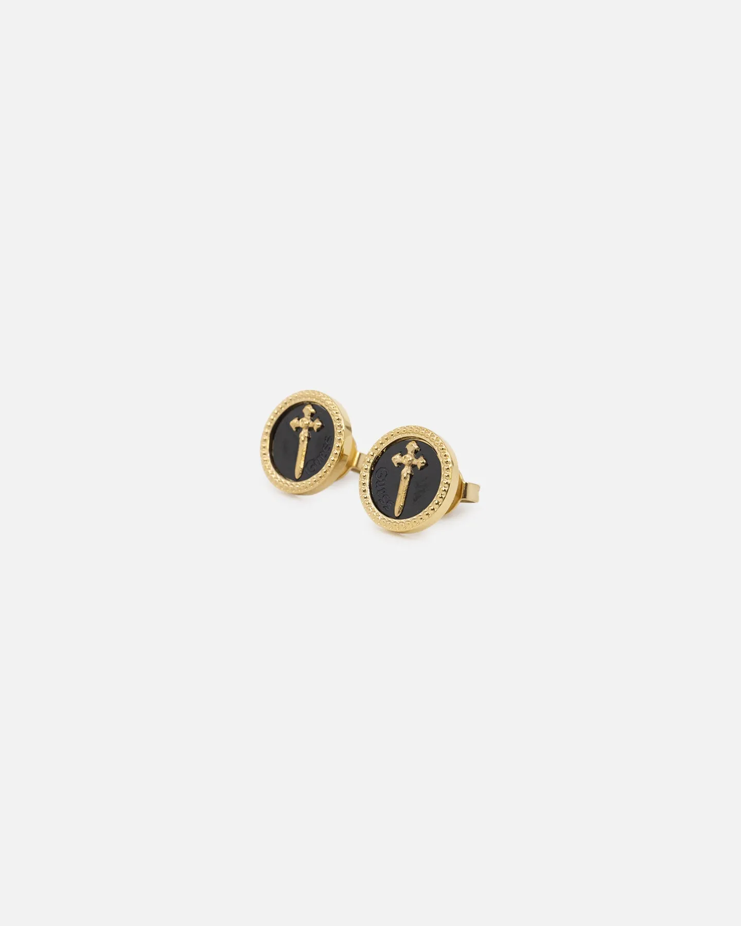 Guess Mainline South Alameda Dagger Coin Earrings Yellow Gold