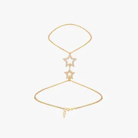 Hand Chain Bracelet with Stars| 18K Gold Vermeil