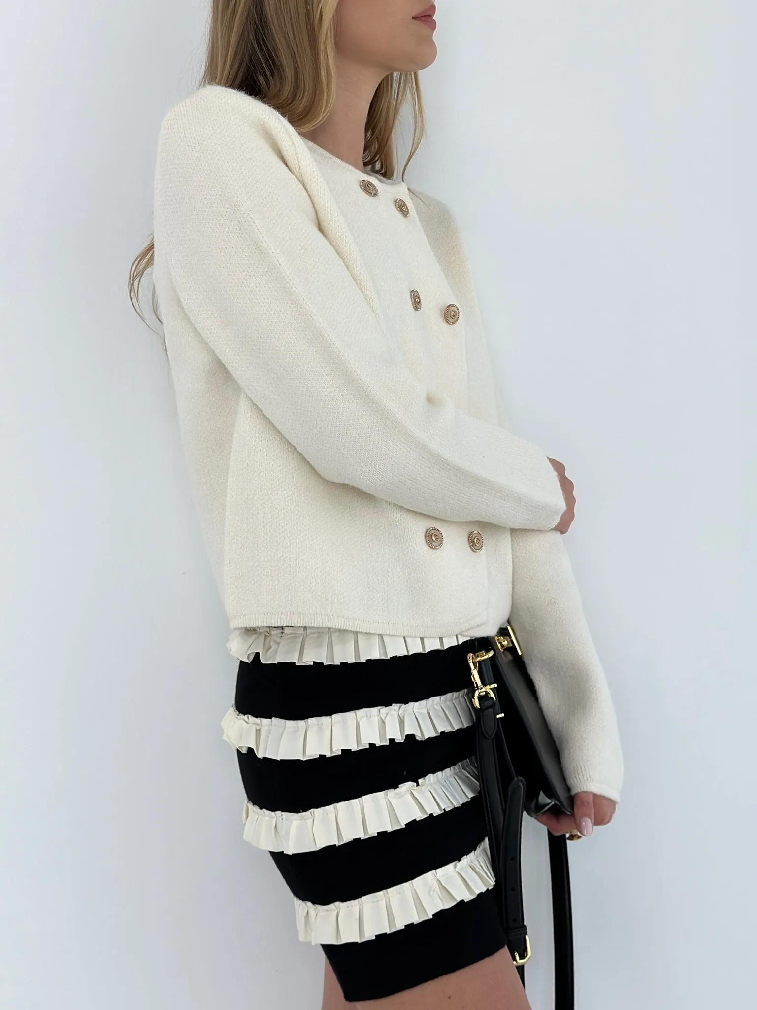 Harri Double Breasted Cardigan | Cream