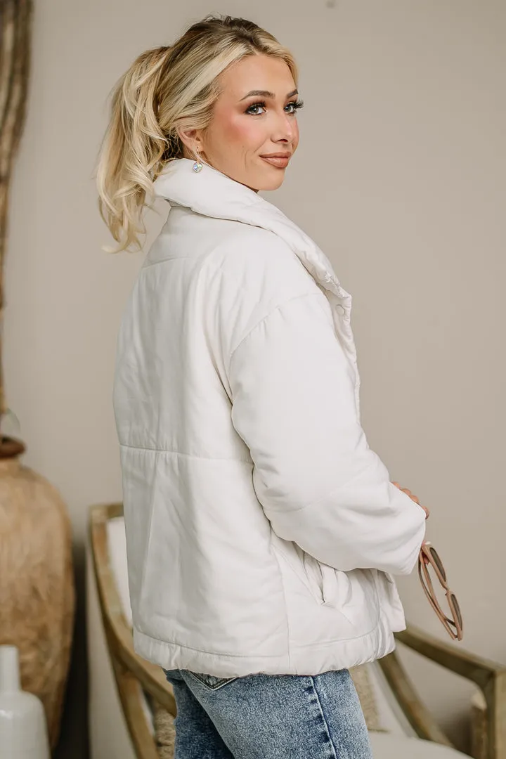 Here To Stay Puffer Jacket | White