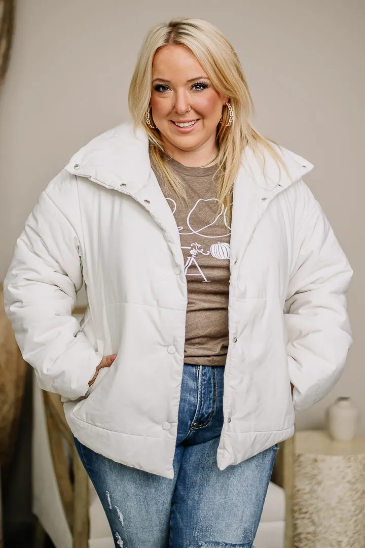 Here To Stay Puffer Jacket | White