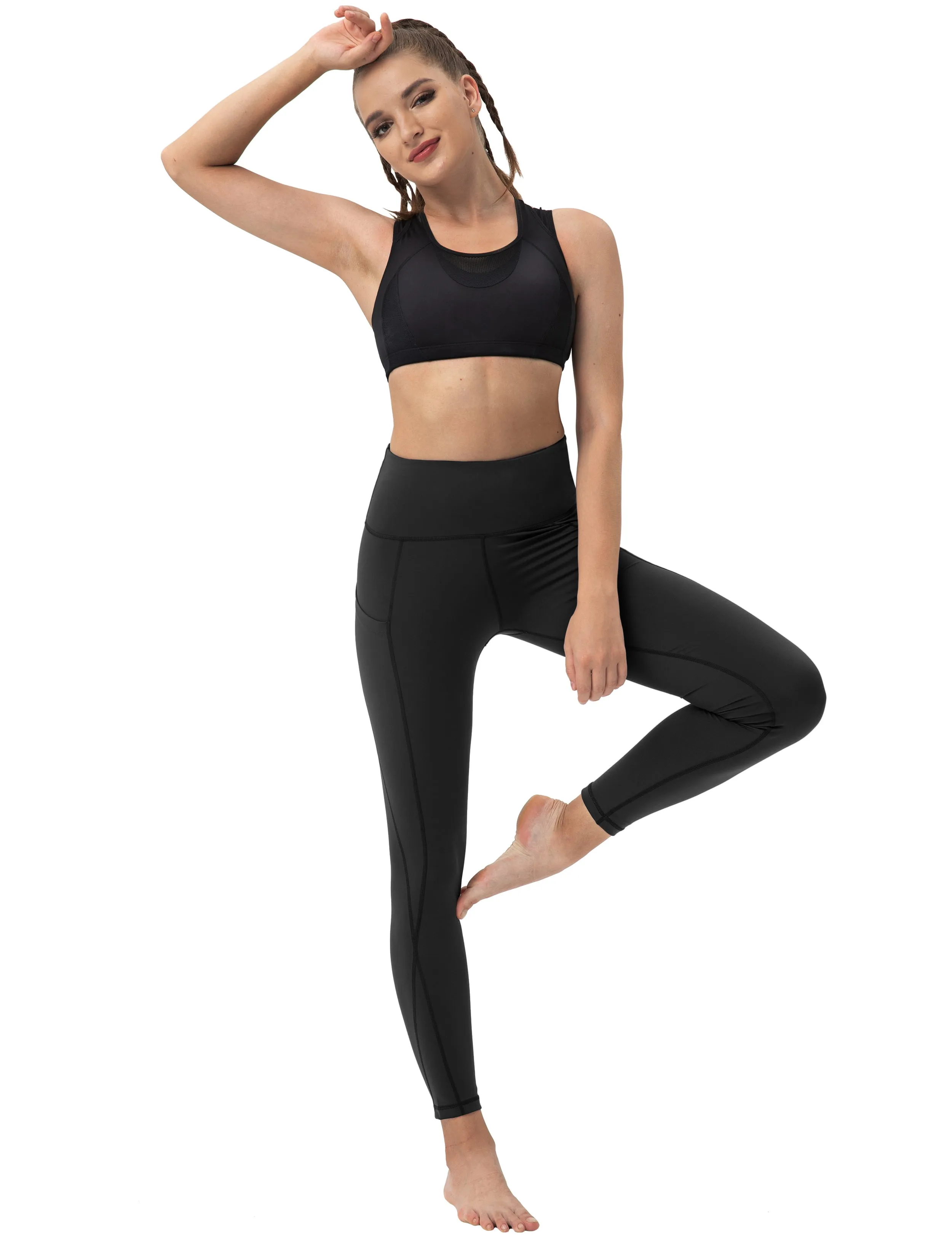 High Waist Side Pockets Yoga Pants black