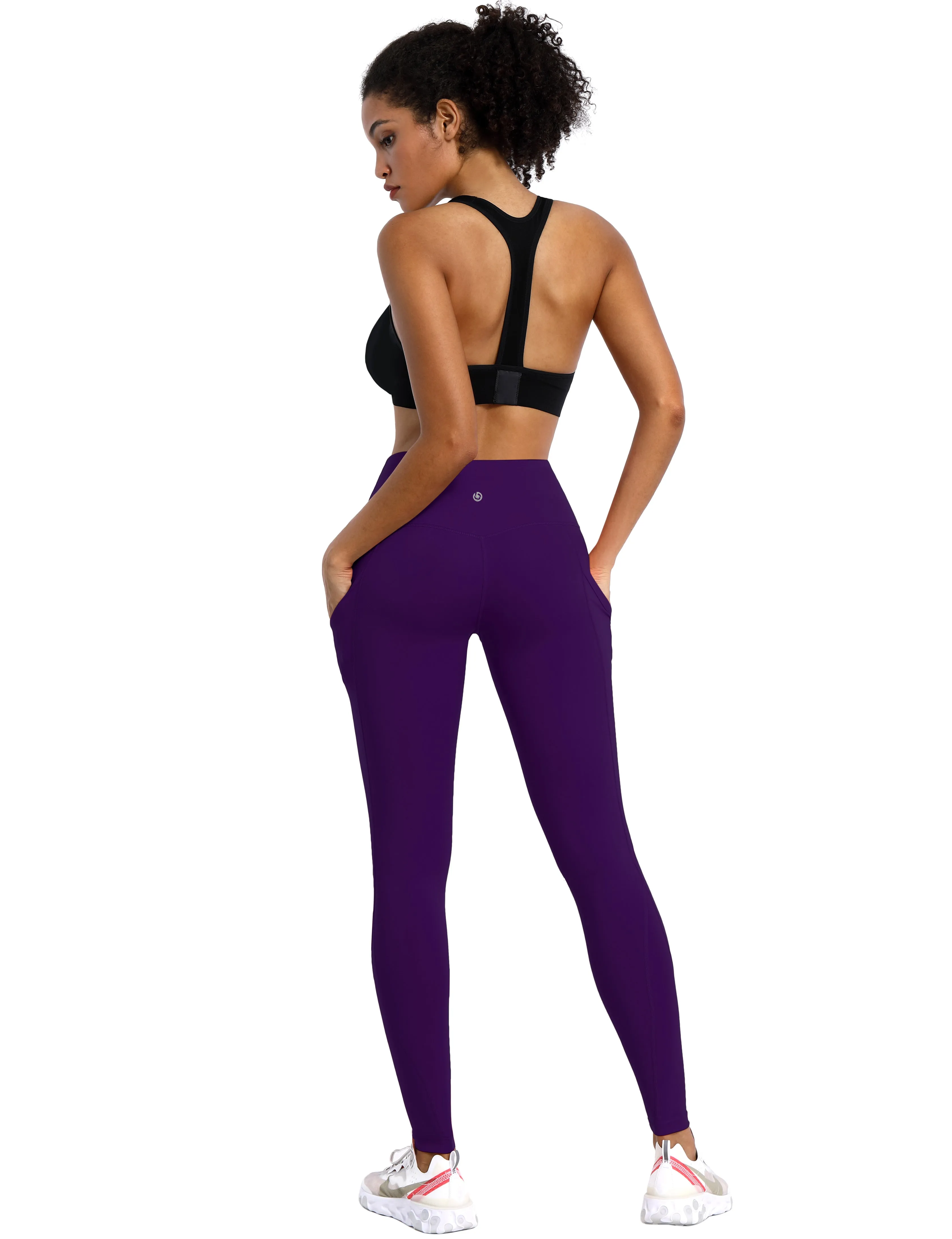 High Waist Side Pockets Yoga Pants pansypurple