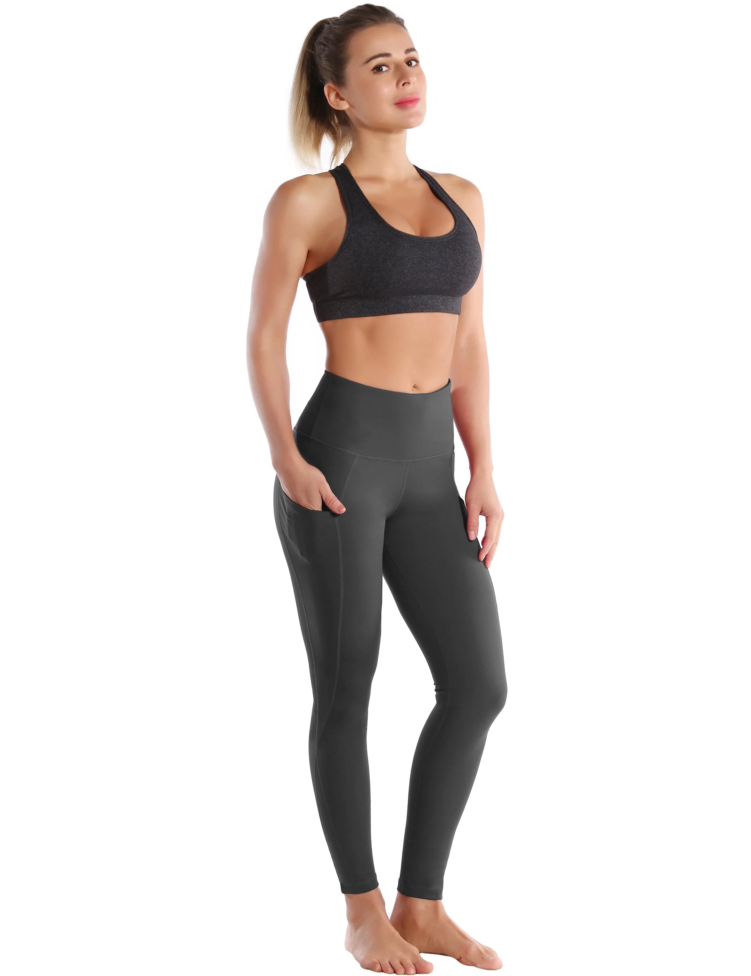 High Waist Side Pockets yogastudio Pants shadowcharcoal ins_yogastudio