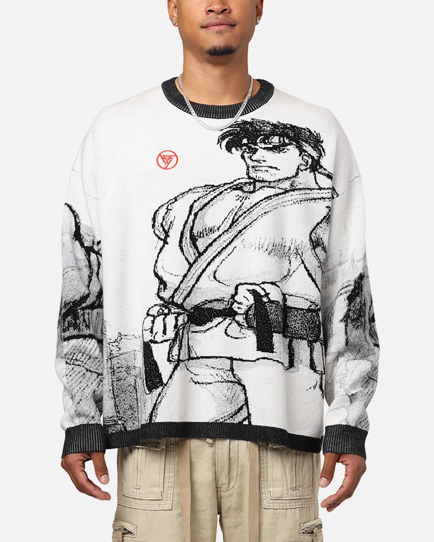 Hypland X Street Fighter Ryu Cropped Sweater White/Black