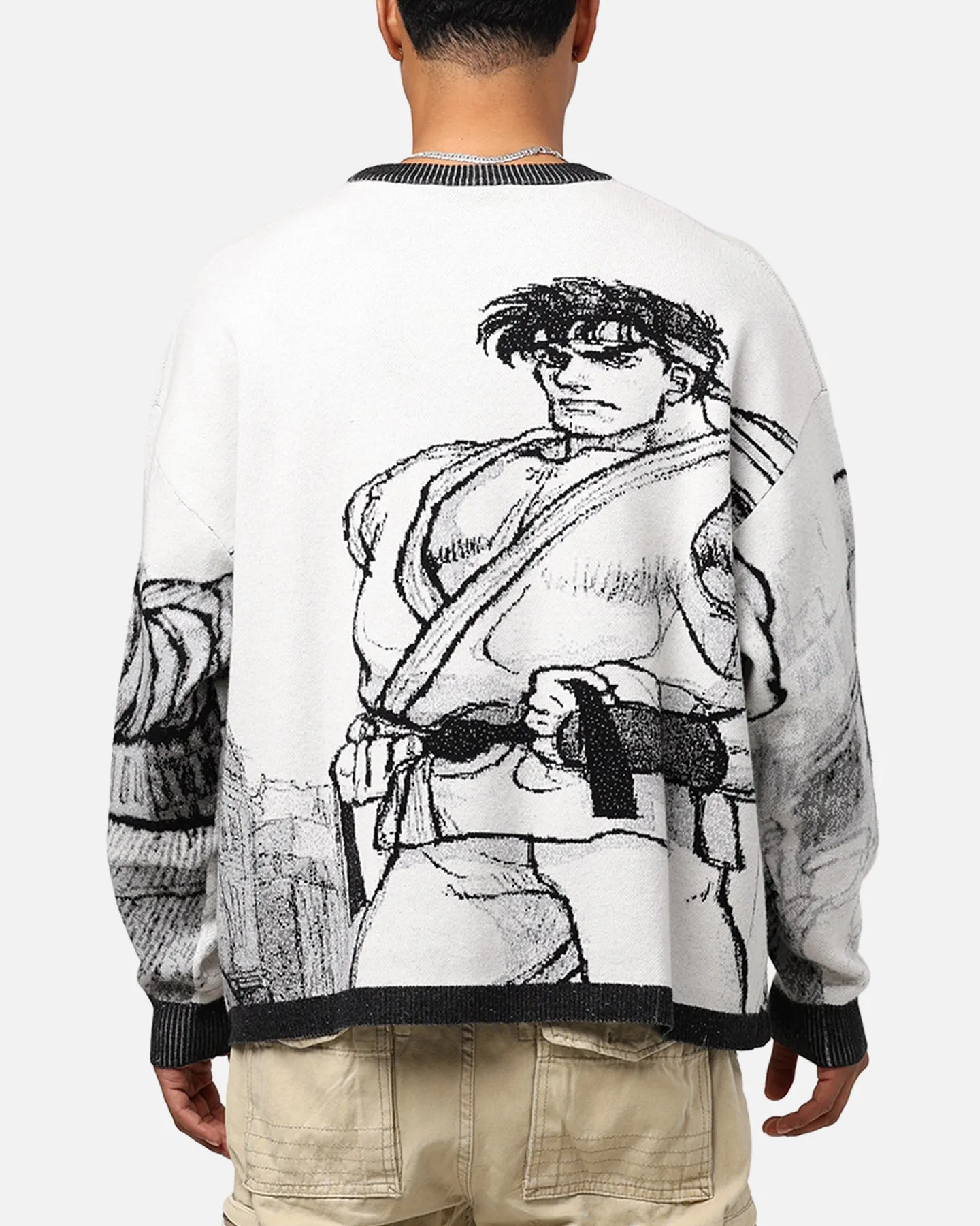 Hypland X Street Fighter Ryu Cropped Sweater White/Black