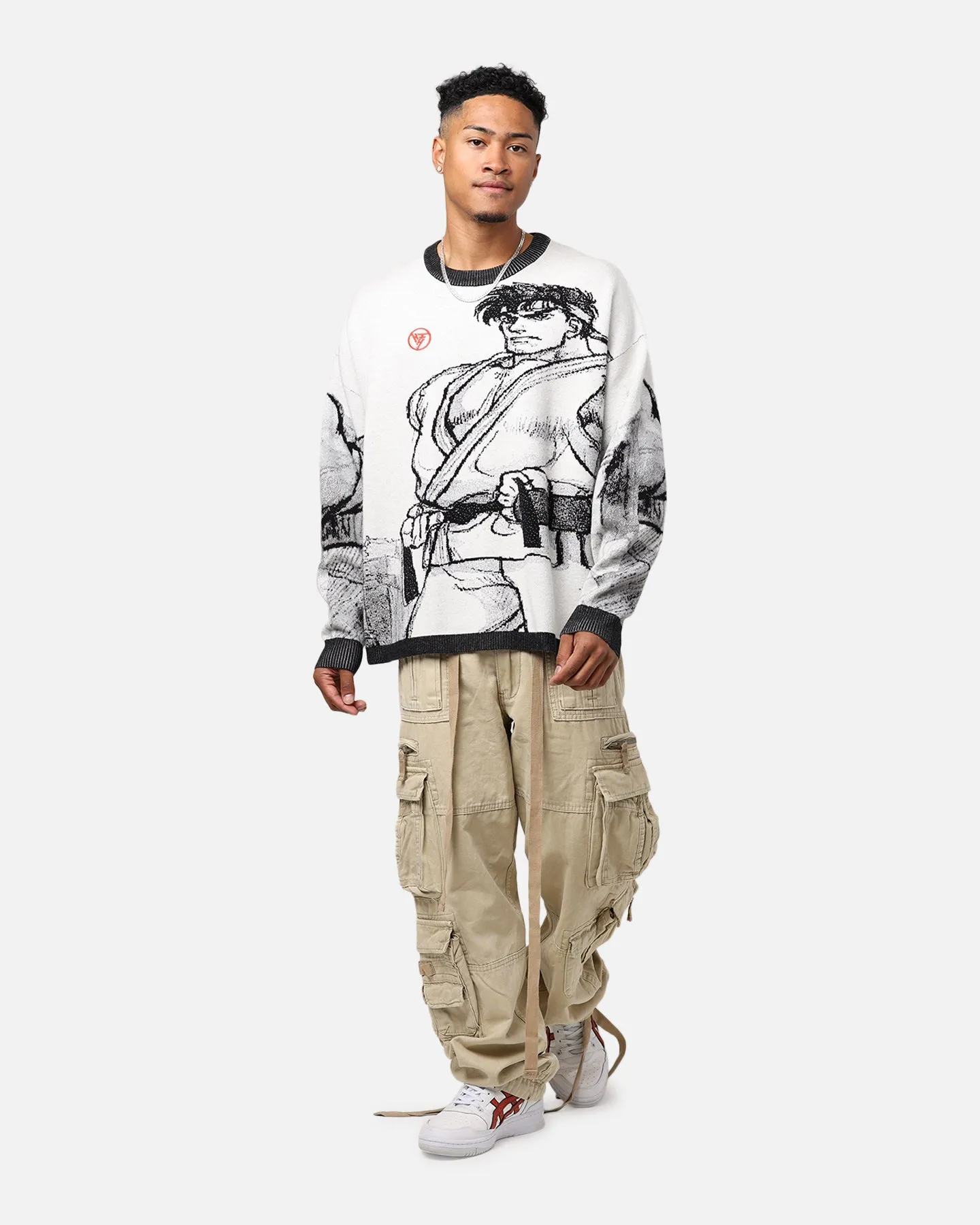 Hypland X Street Fighter Ryu Cropped Sweater White/Black