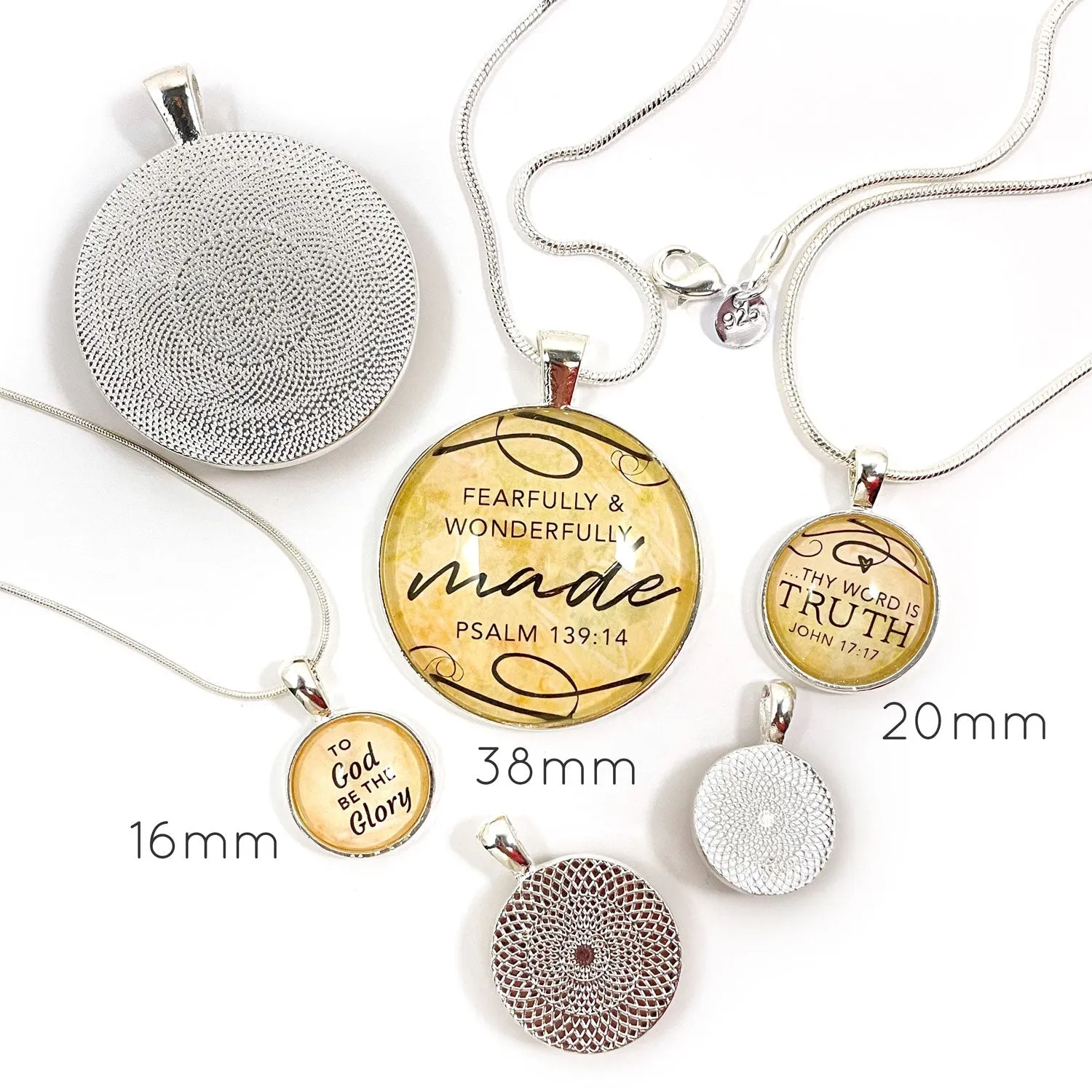 I AM Precious, 1 Peter 2:4 – Christian Affirmations Scripture Pendant Necklace (2 Sizes) – Jewelry Set