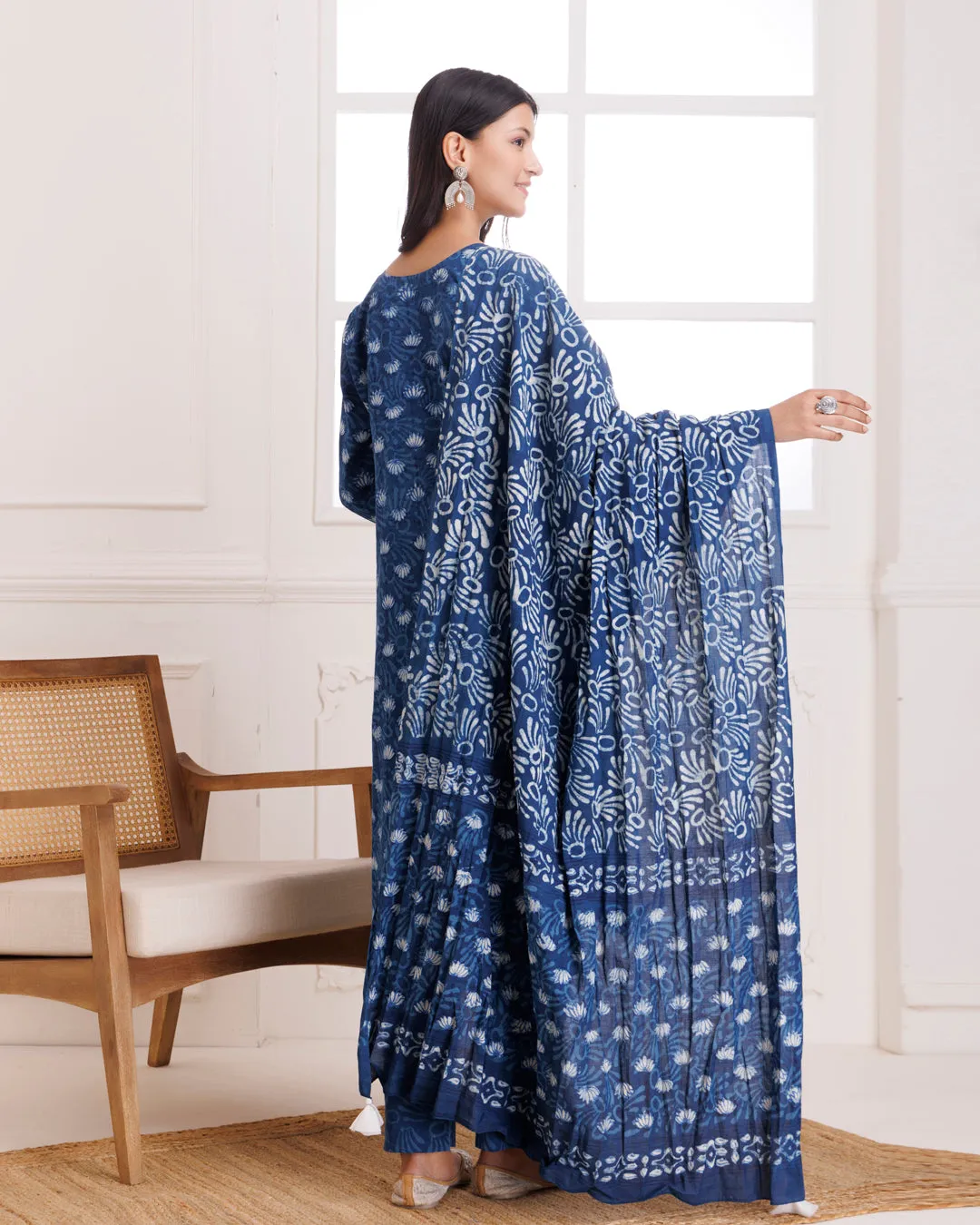 Indigo Lotus Dabu Hand Block Cotton Suit Set