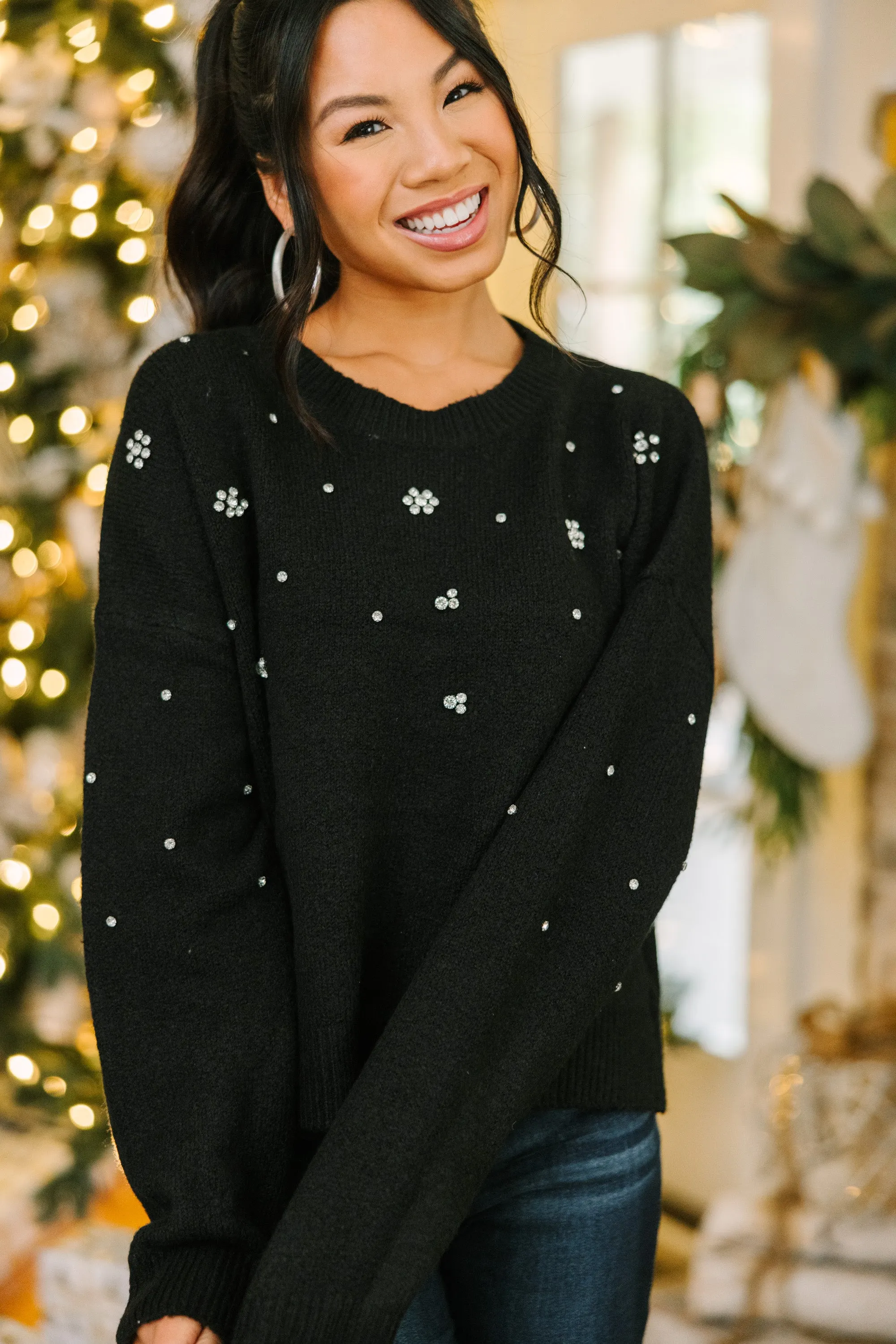 It's All Good Black Embellished Sweater