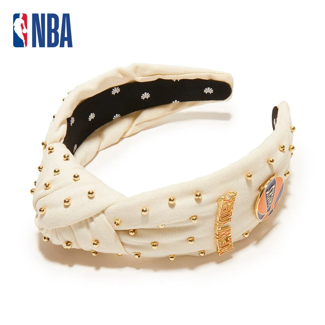 IVORY NEW YORK KNICKS EMBELLISHED KNOTTED HEADBAND