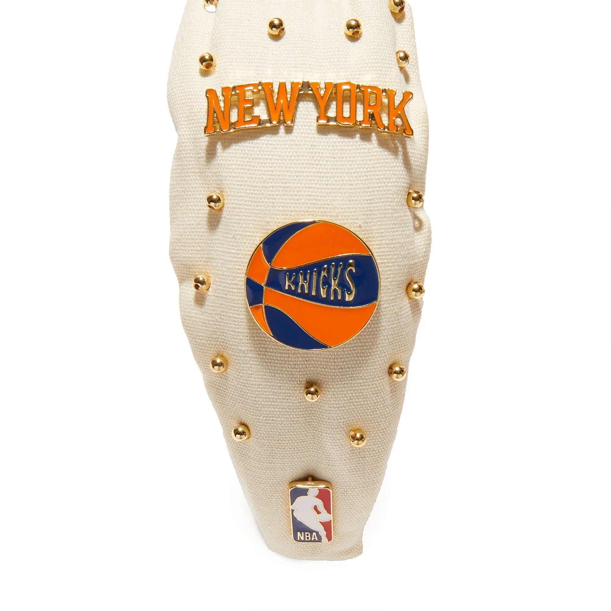 IVORY NEW YORK KNICKS EMBELLISHED KNOTTED HEADBAND