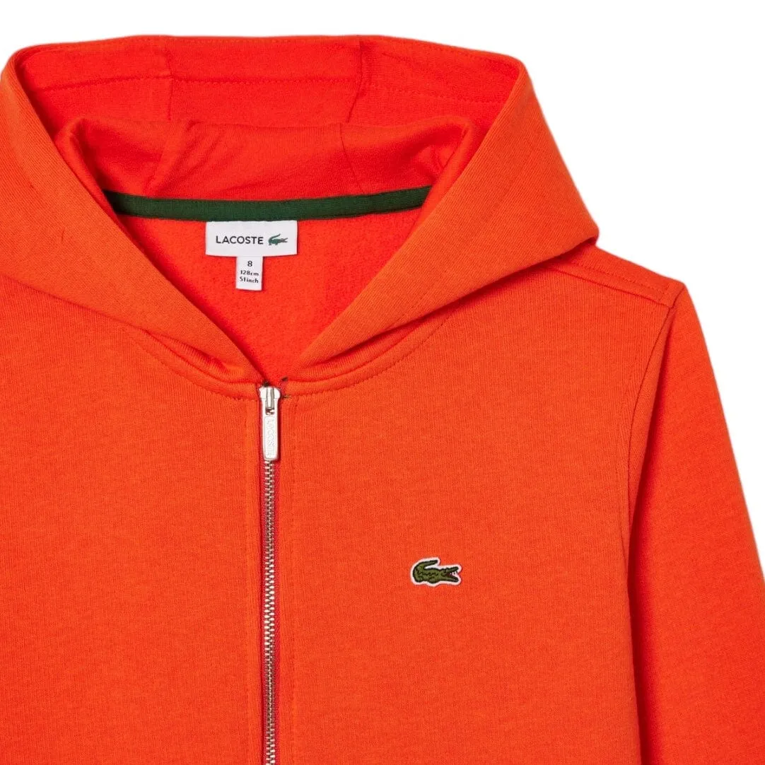 Kids Lacoste Kangaroo Pocket Zip-Up Hoodie (Orange) SJ9723-51