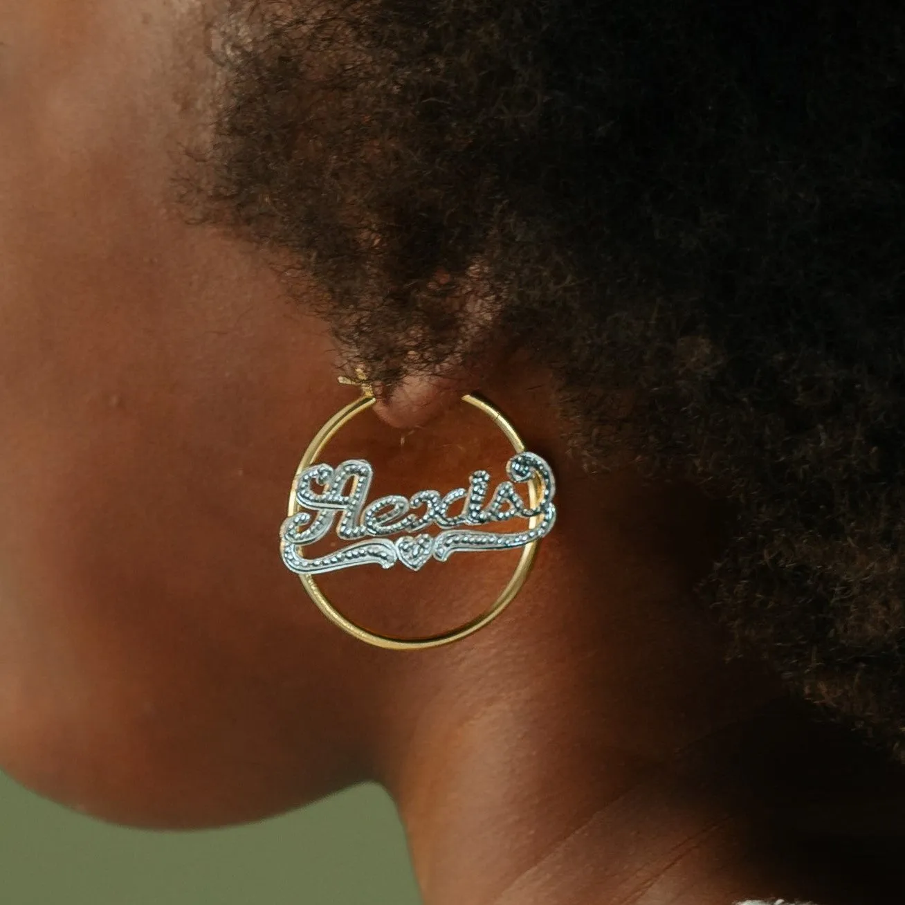 Kid's Mini Frosted Hoop Name Earrings