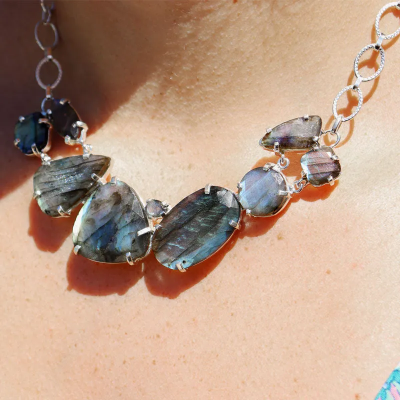 Labradorite Chunky Gemstone Bohemian Necklace