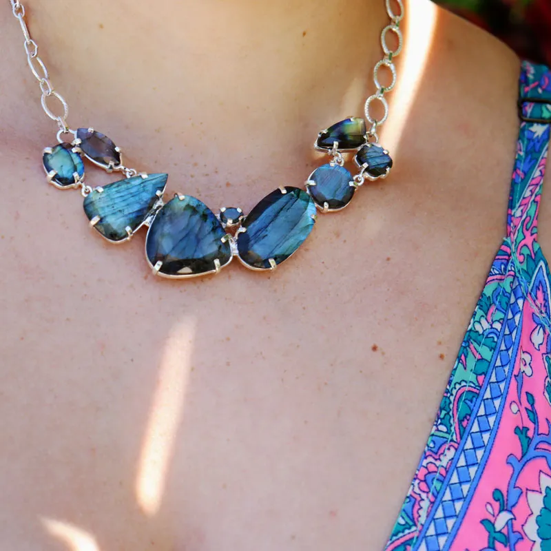 Labradorite Chunky Gemstone Bohemian Necklace