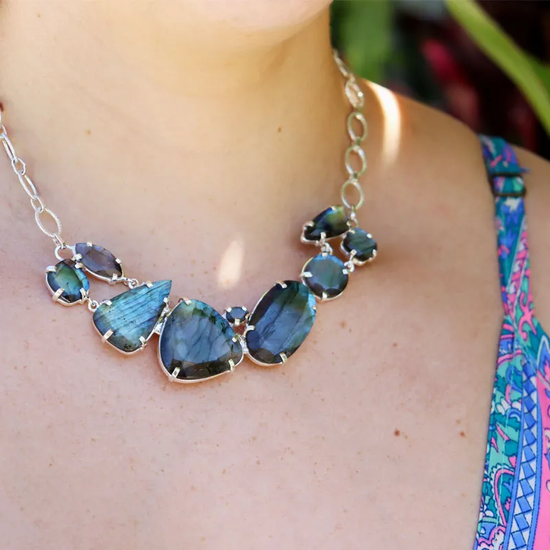 Labradorite Chunky Gemstone Bohemian Necklace