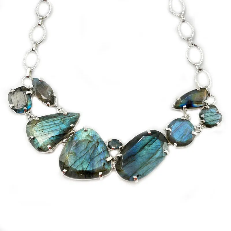 Labradorite Chunky Gemstone Bohemian Necklace