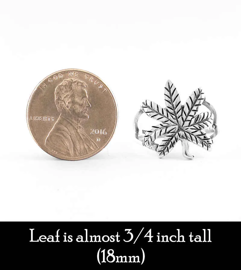 Large Cannabis Marijuana Pot Leaf Ring