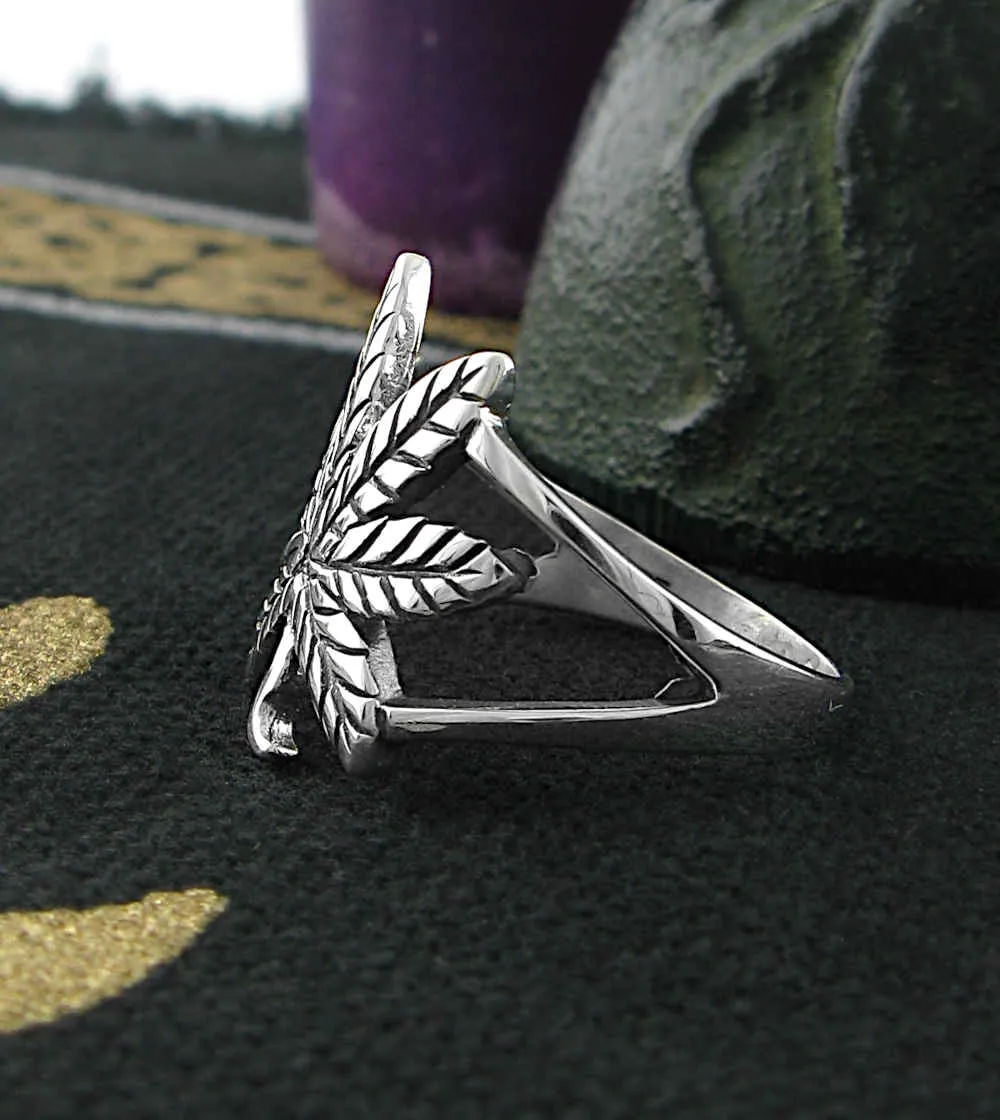 Large Cannabis Marijuana Pot Leaf Ring