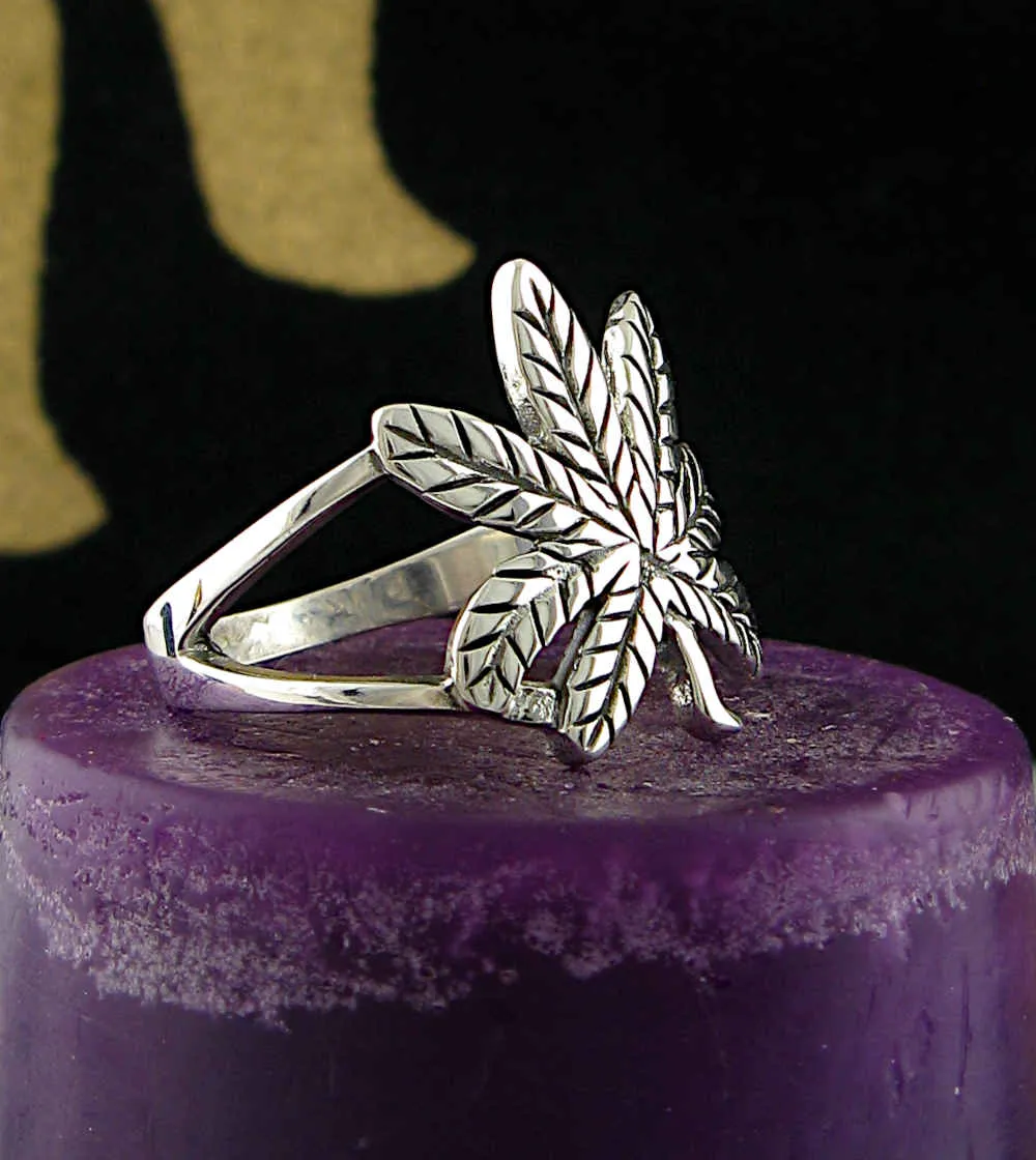 Large Cannabis Marijuana Pot Leaf Ring