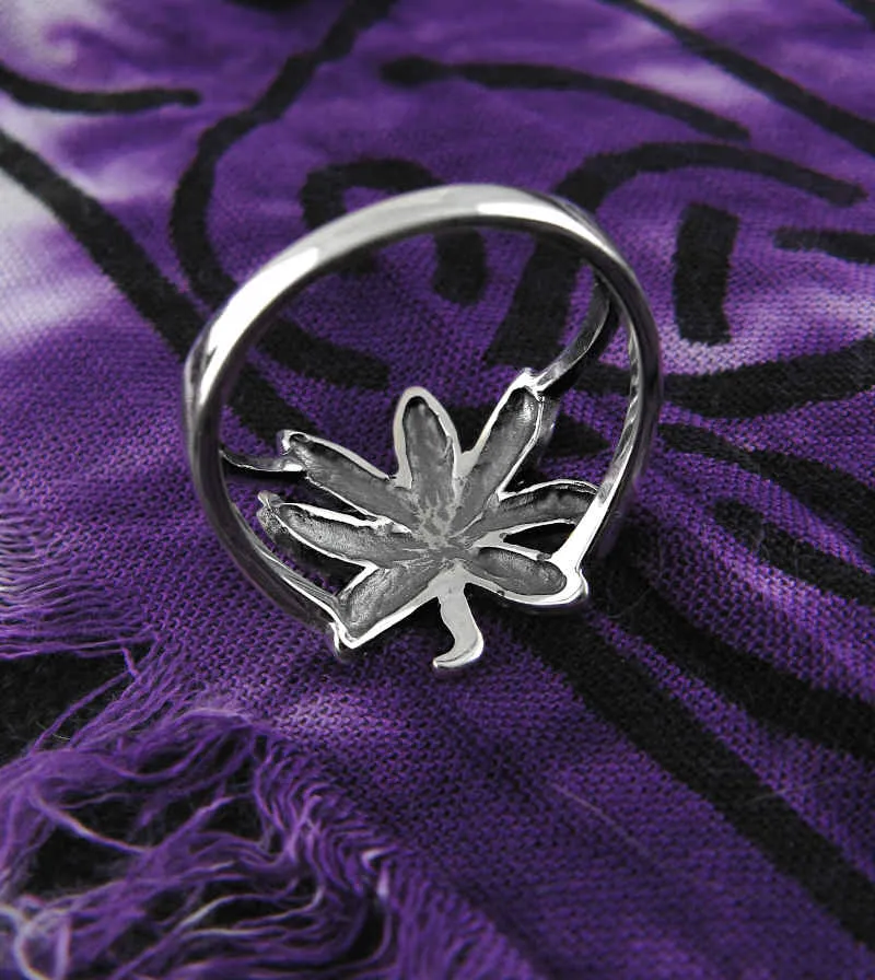 Large Cannabis Marijuana Pot Leaf Ring