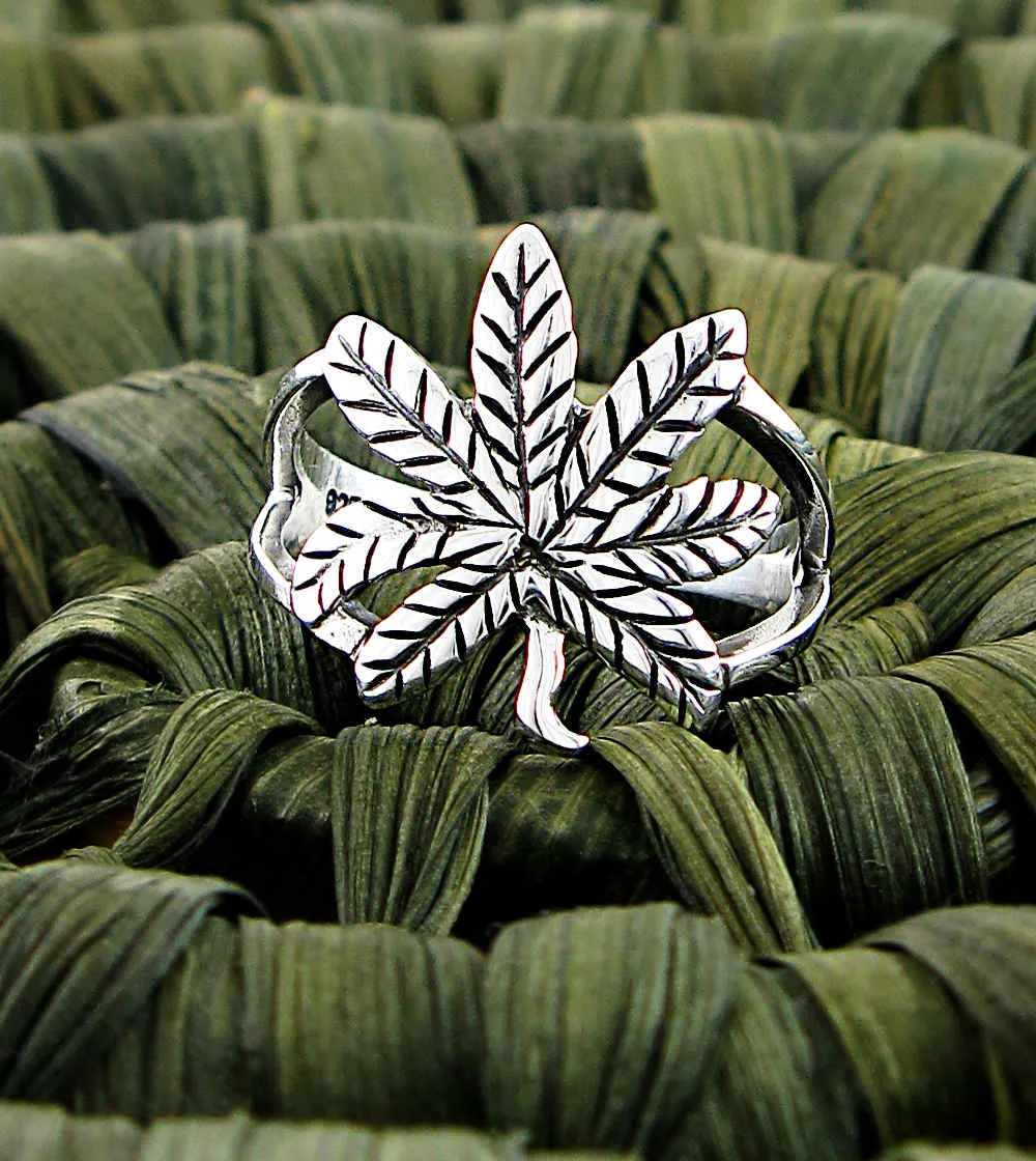 Large Cannabis Marijuana Pot Leaf Ring