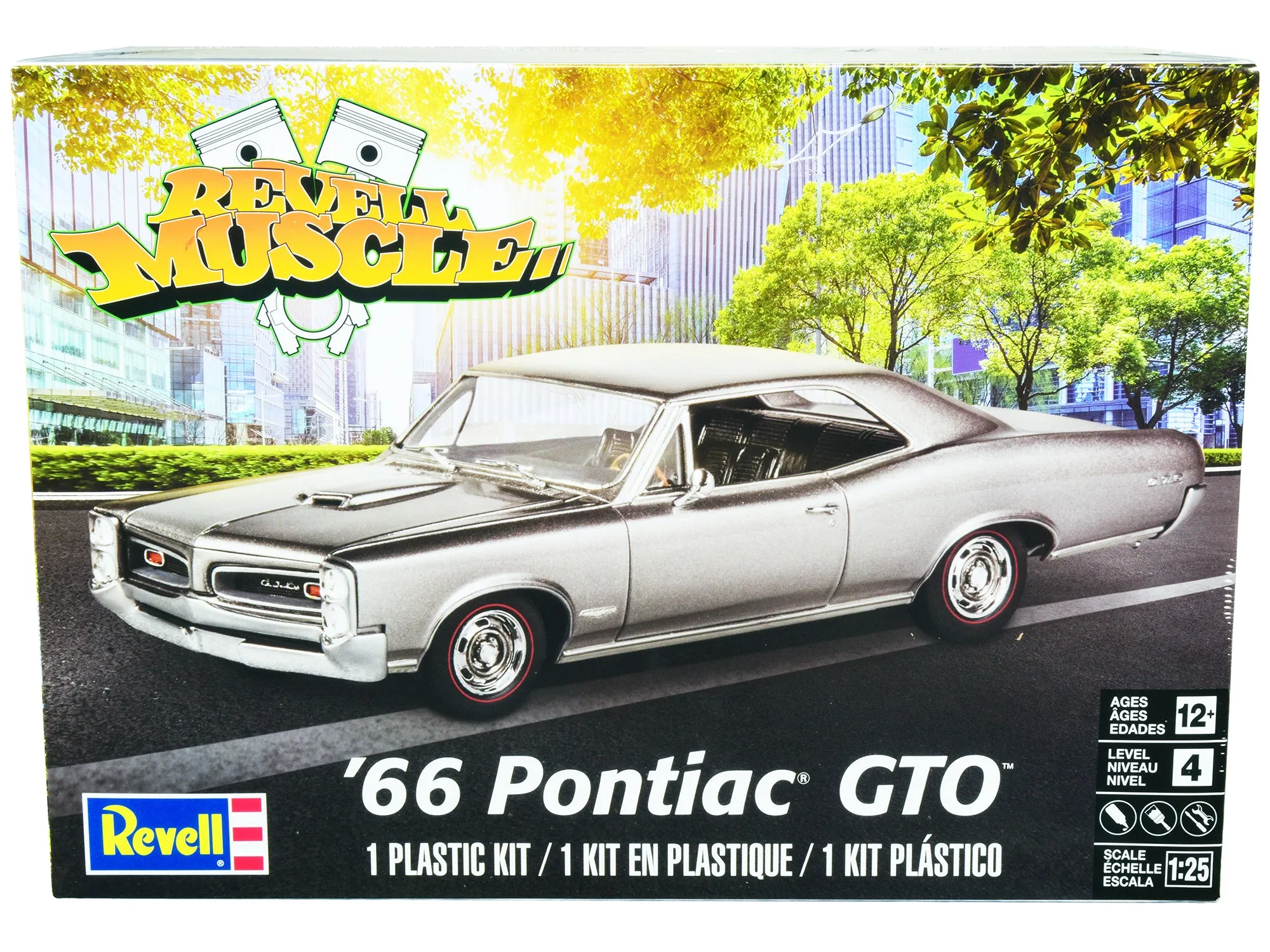 Level 4 Model Kit 1966 Pontiac GTO Revell Muscle Series 1/25 Scale Model Car by Revell