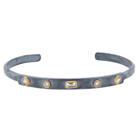 Lika Behar Stockholm Thin Bracelet Oxidized Silver with Fancy Diamonds