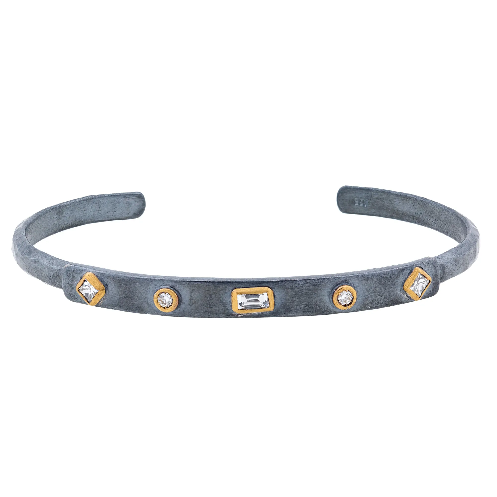 Lika Behar Stockholm Thin Bracelet Oxidized Silver with Fancy Diamonds