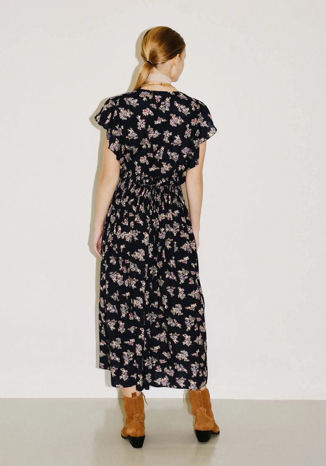 Long printed dress - Navy